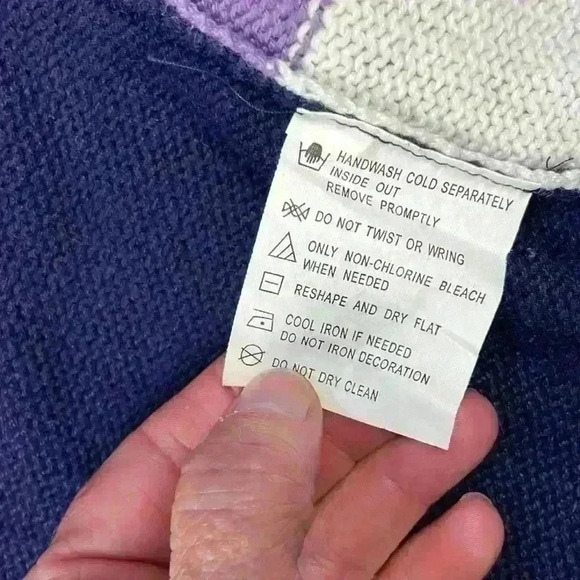 B. P. Design Women’s Winter Zipper cardigan purple navy blue patchwork large - Picture 4 of 9